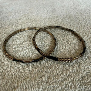 Women's Silver & Black Bangle Bracelets Fashion Jewelry